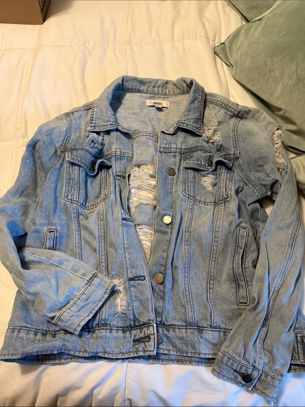 JBD- Light Blue Distressed Denim Jacket - Women medium